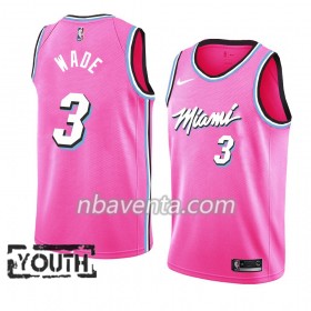 Camiseta Niños Miami Heat Dwyane Wade 3 2018-19 Nike Rosa Swingman